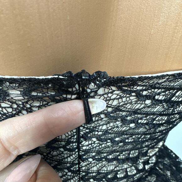 Vintage Miss Selfridge Lace Peplum Top XS Black Sheer Y2K Coquette Goth Tank - Picture 6 of 10